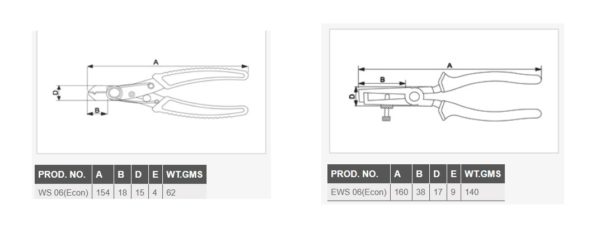 taparia wire stripping pliers size chart