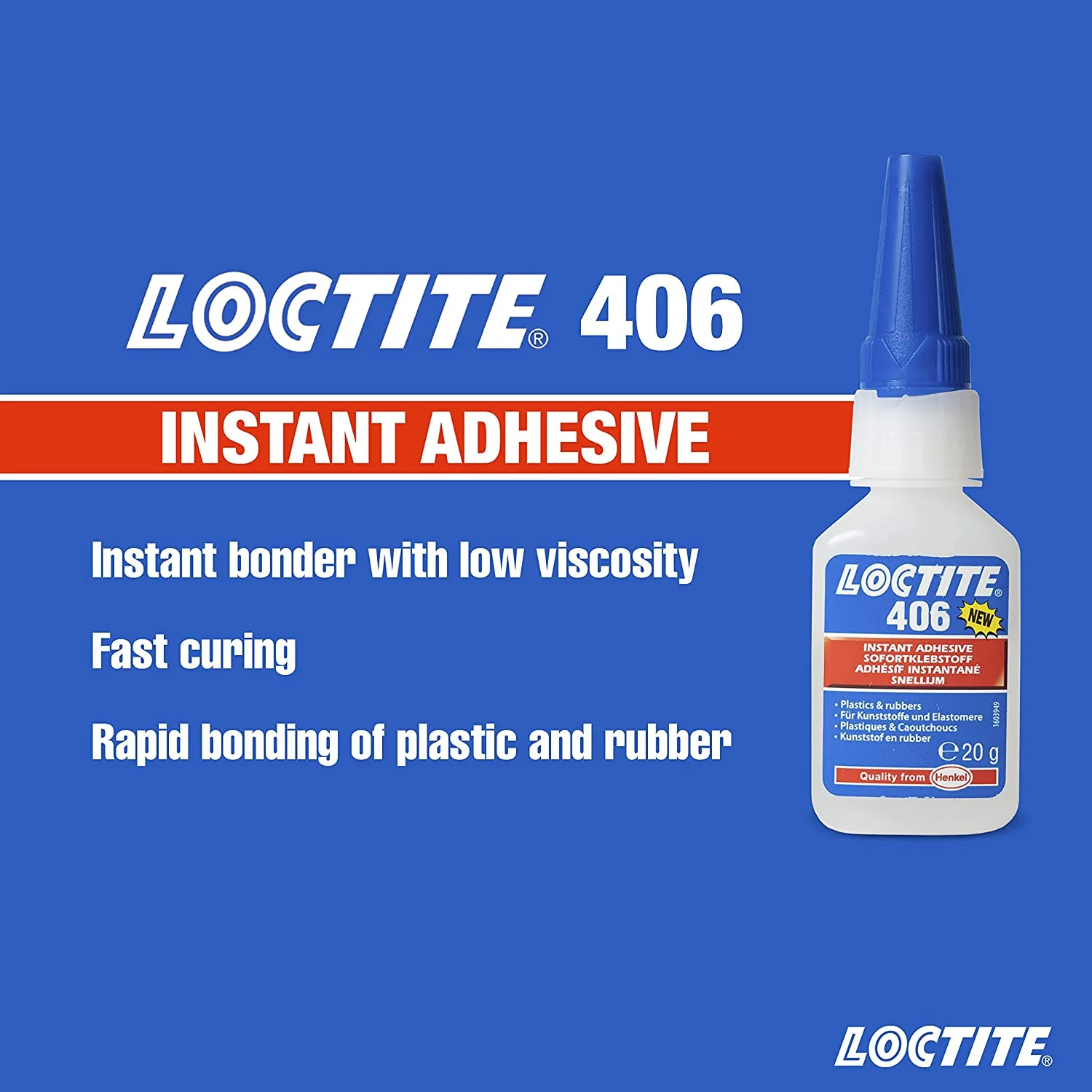 Henkel Loctite 406 Surface Insensitive Instant Adhesive Clear 1 lb Bottle